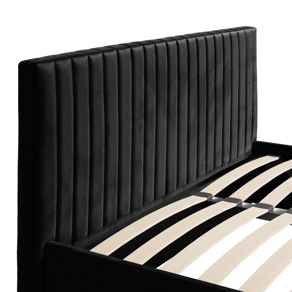 Berlin Black Velvet Ottoman Double Bed